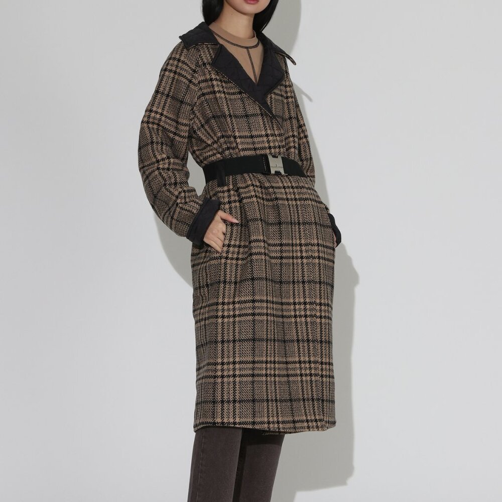 Ganni reversible plaid coat